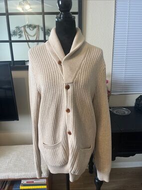 J. Crew Cream Shawl Collar Ribbed Cardigan